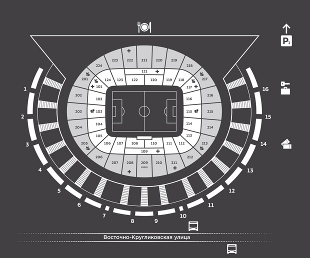 Схема стадиона краснодар